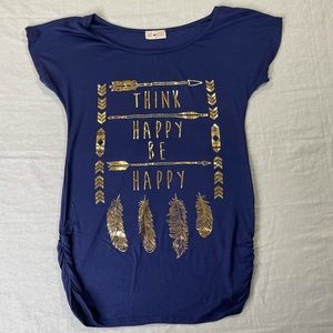 Free Kisses Graphic Think Happy Be Happy Tee Navy